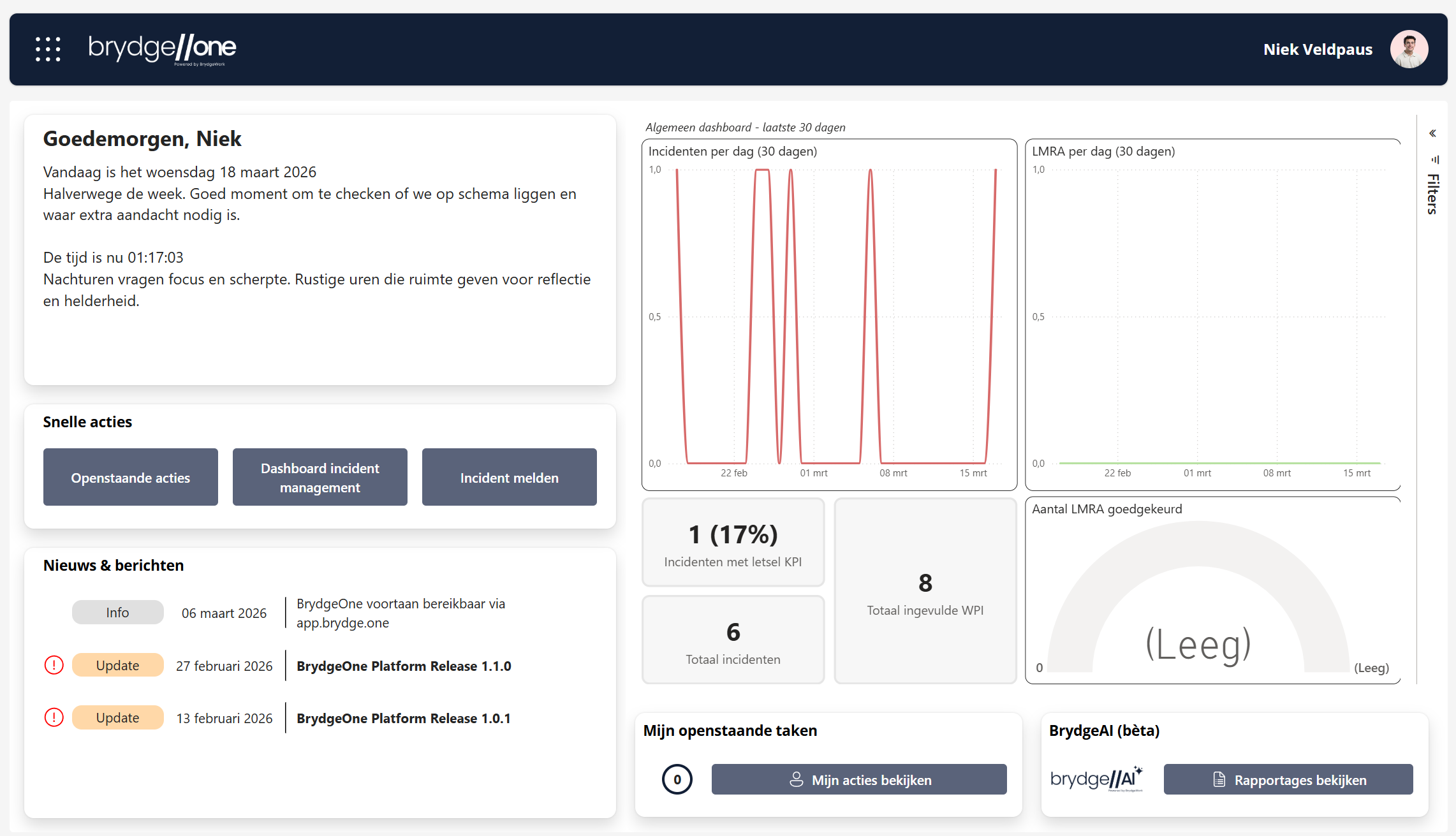 BrydgeOne home dashboard