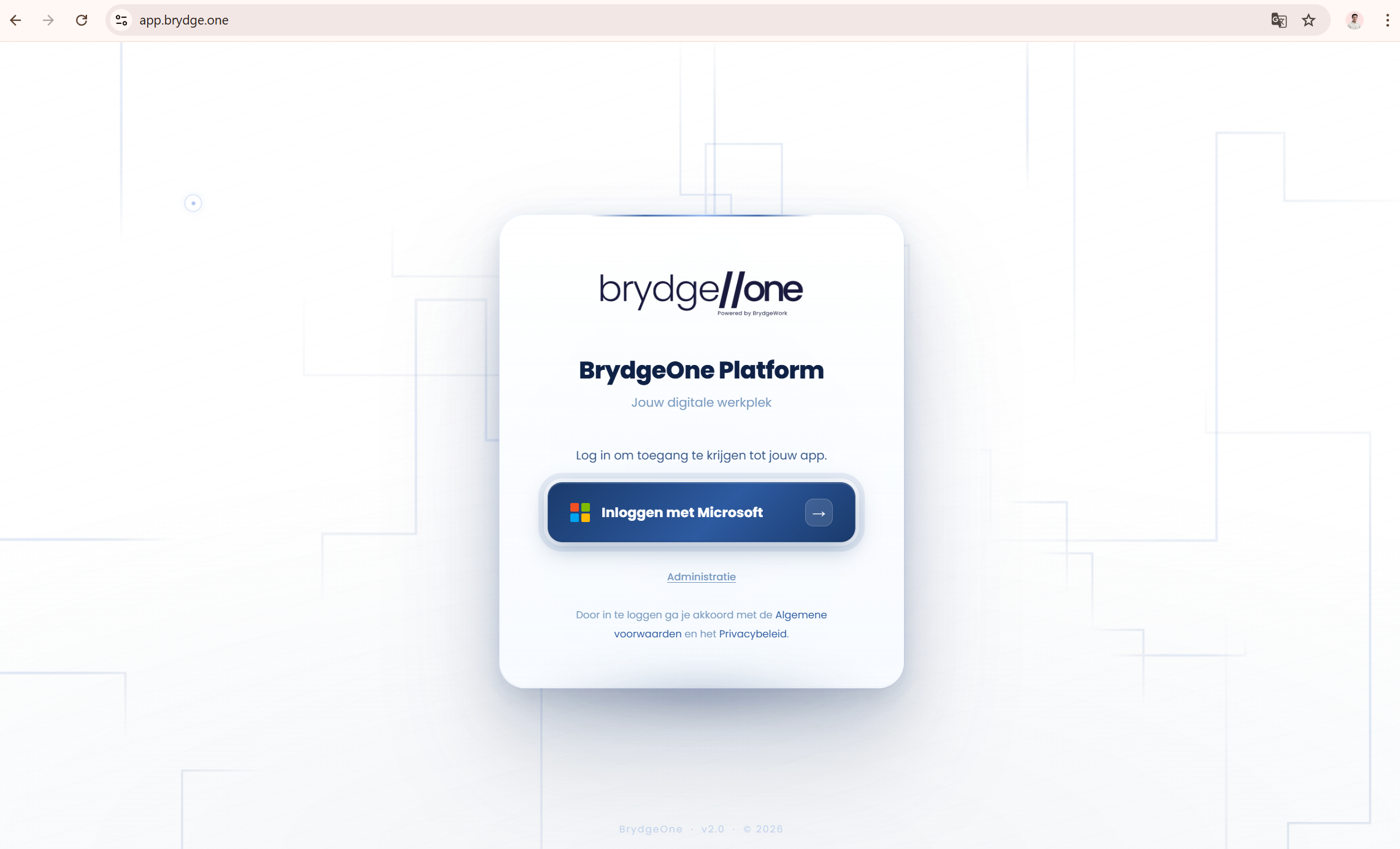 BrydgeOne login scherm